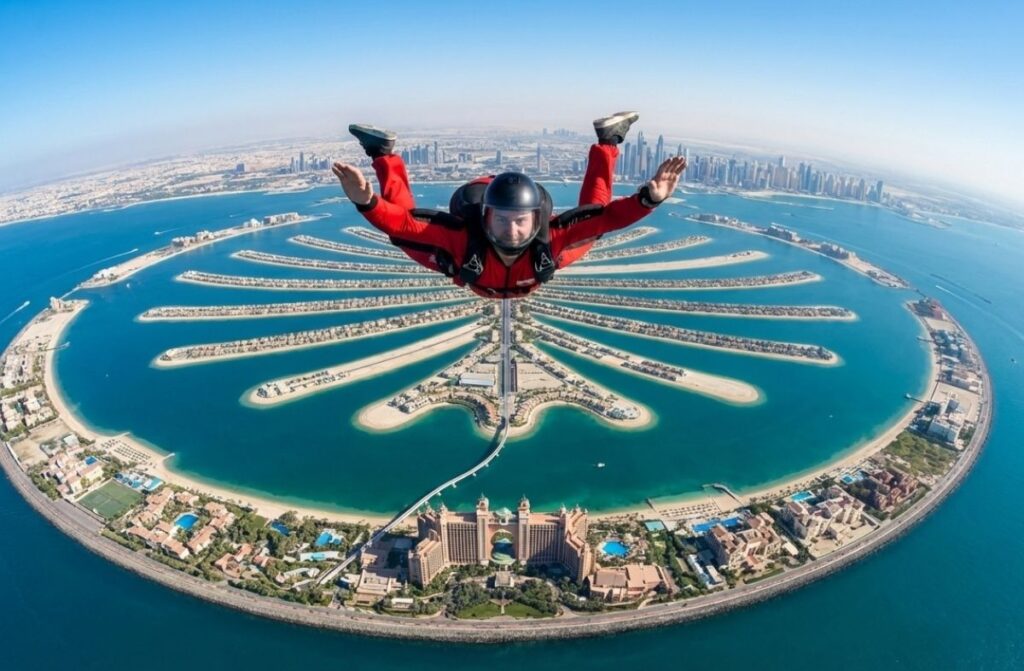 Skydiving Jump Over Palm Jumeirah