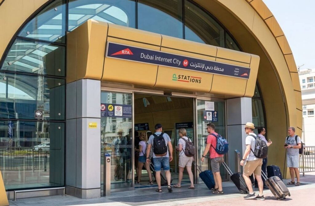 Dubai Internet City Metro Station main entrance and signage